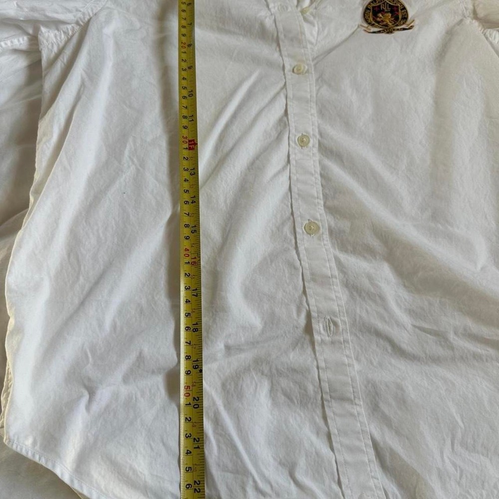 Vintage Lauren Ralph Lauren White Crest Button Down Shirt Preppy Academia Size S - Picture 7 of 7